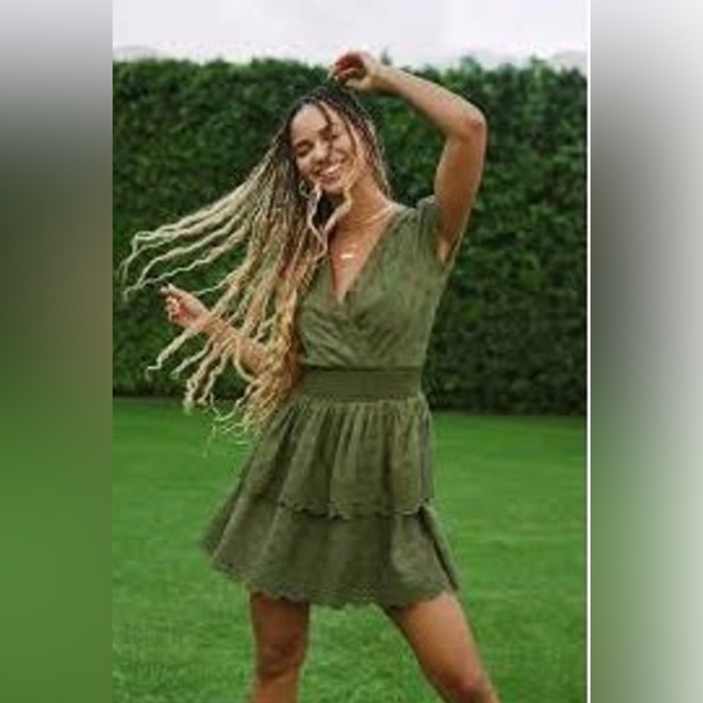 Green dress.